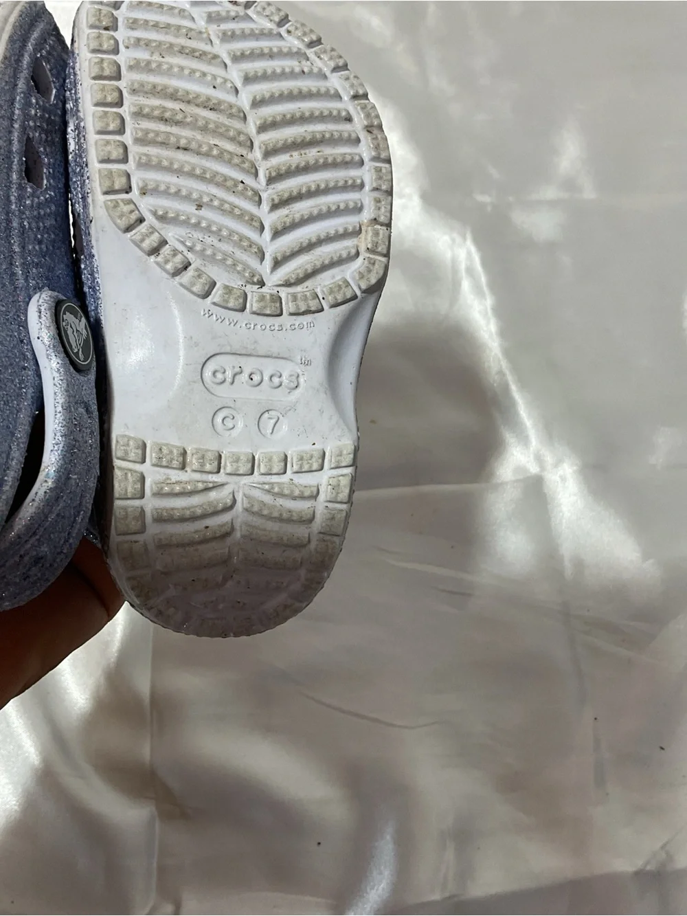 CROCS Kids' Glitter Clogs - Silver Blue